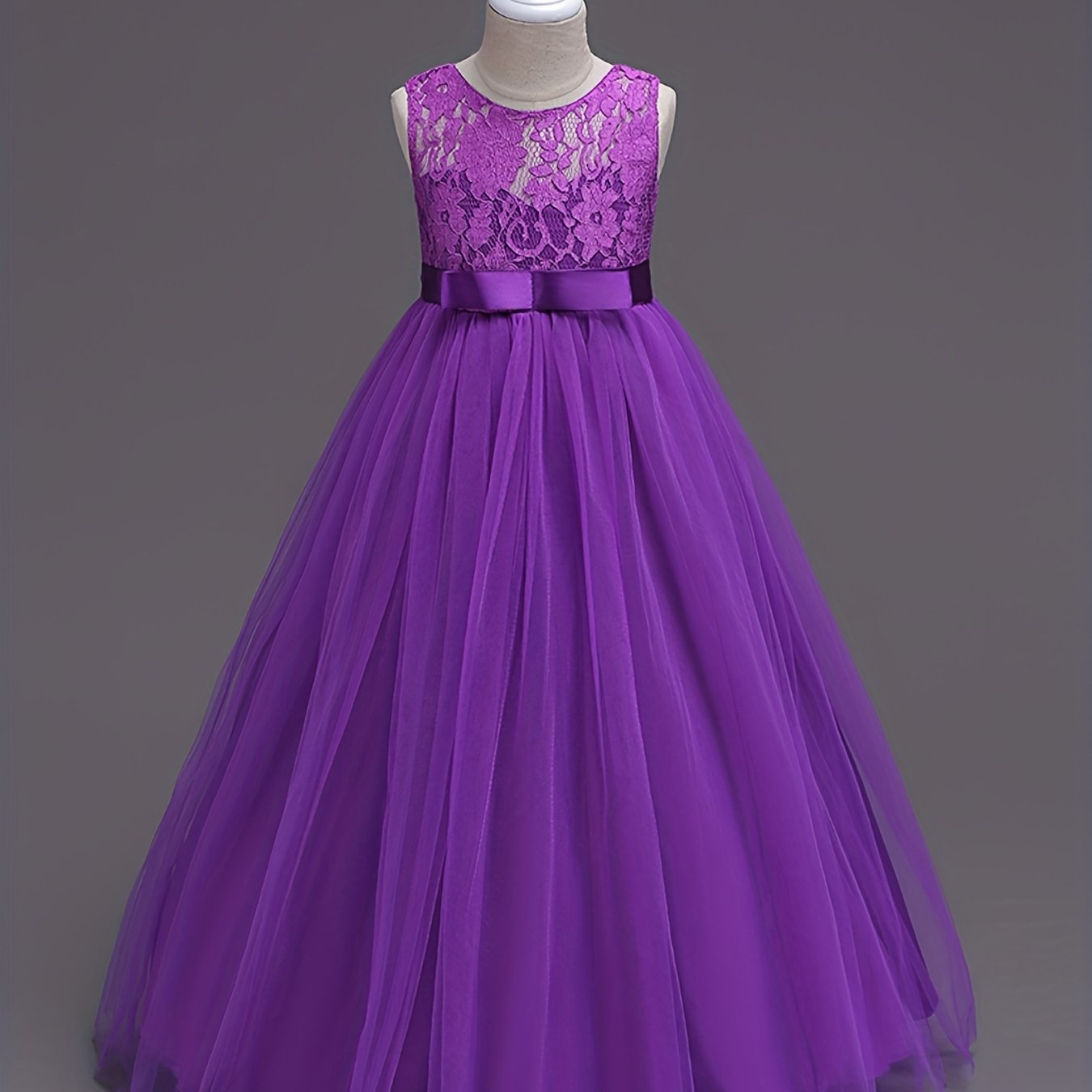 Girls Princess Tulle Lace Flower Pageant Dress Puffy Floor Length
