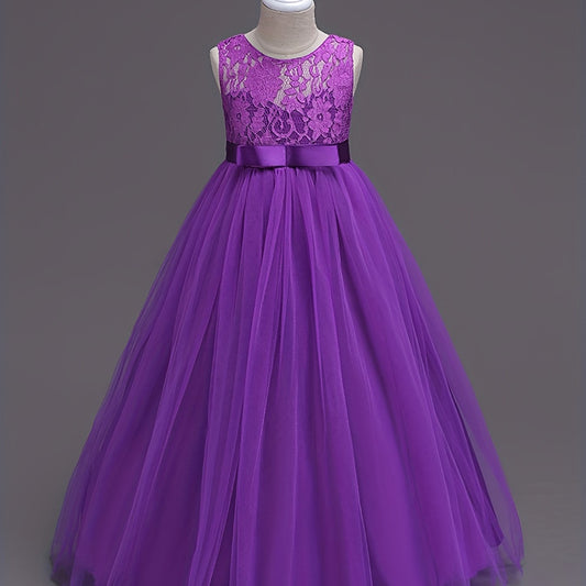 Girls Princess Tulle Lace Flower Pageant Dress Puffy Floor Length