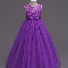 Girls Princess Tulle Lace Flower Pageant Dress Puffy Floor Length