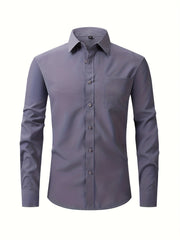 Men's Turndown Collar Shirt with Chest Pocket