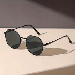 Round Frame Sunglasses Vintage Metal Temple UV400
