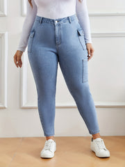 High Rise Stretch Jeans With Pockets