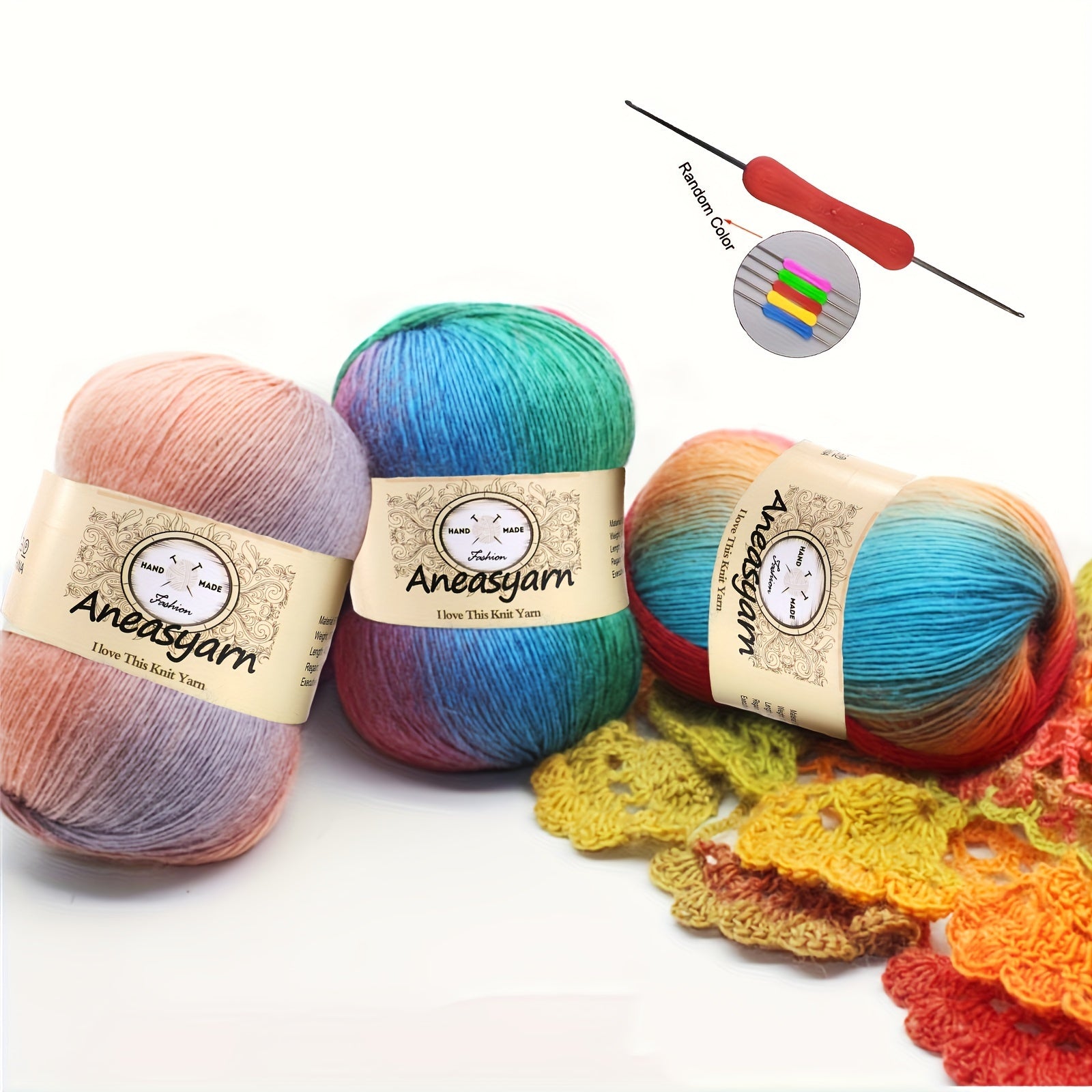 3pcs 100g Rainbow Yarn 3 0 4 0 Double Crochet Fine Rainbow Line Yarn