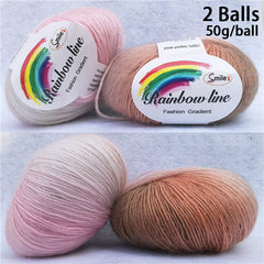 2pcs Wool Rainbow Thread for DIY Knitting & Crocheting