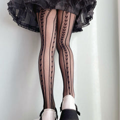 Women's Heart Print Fishnet Tights Stockings
