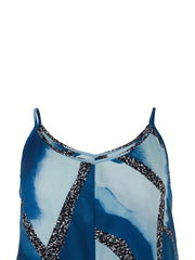 Marble Print Round Neck Wide Leg Cami Jumpsuit