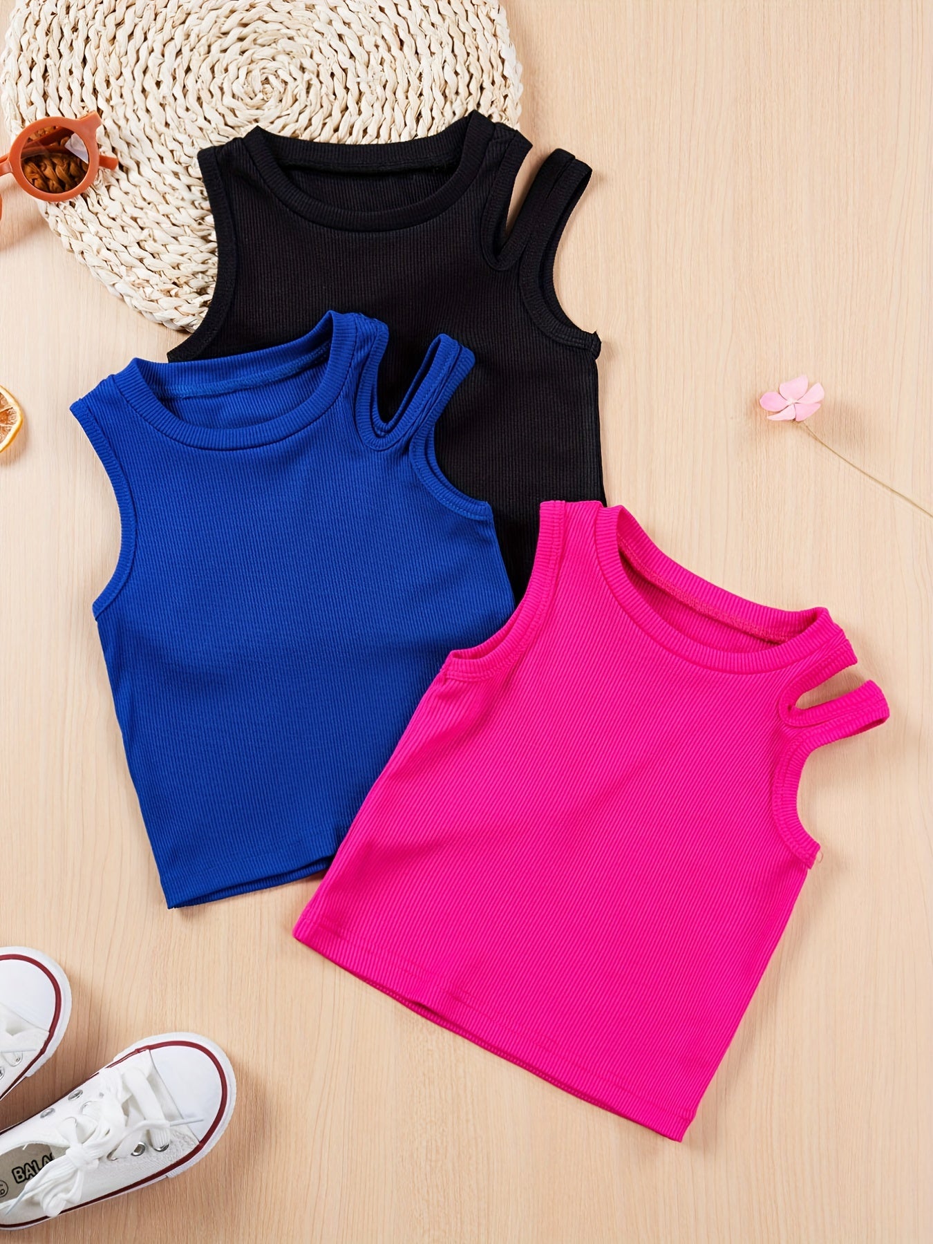 3pcs Baby Girls Sleeveless Top Summer Clothes
