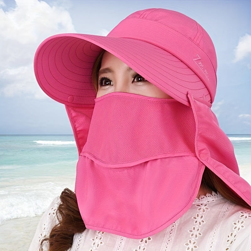 UV Protection Bucket Hat with Detachable Neck Flap Mask