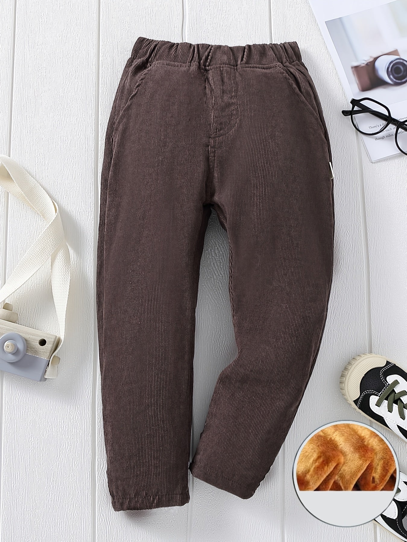 Boys Fleece Warm Winter Trousers Elastic Waist Pants
