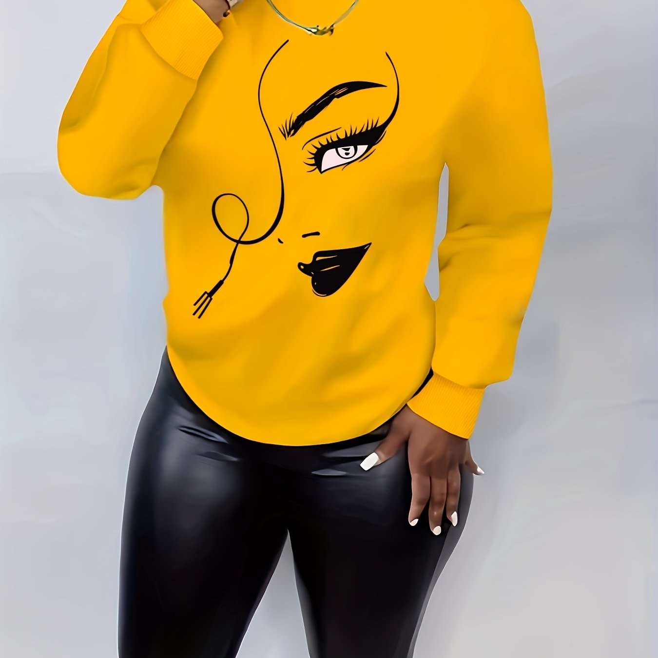 Graphic Print Pullover Sweatshirt for Women