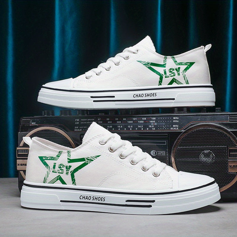 Men's Star Print Canvas Low Top Sneaker