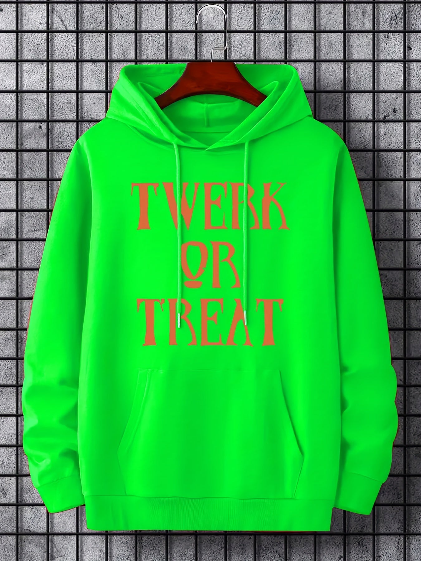 Men's Twerk Or Treat Print Hoodie Casual Hooded Sweatshirt