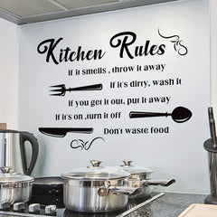 Kitchen Rules Wall Sticker Self-Adhesive Waterproof Removable 30x11.81in