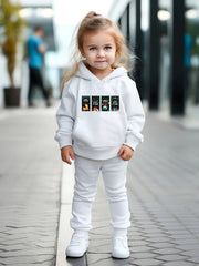 Girls Christmas Scene Print Hooded Sweatshirt Top Sweatpants Set