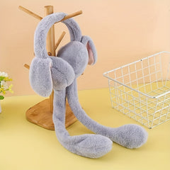 Hot Plush Ear Muffs Usable for 4 Seasons Hat with Movible Rabbit Ears