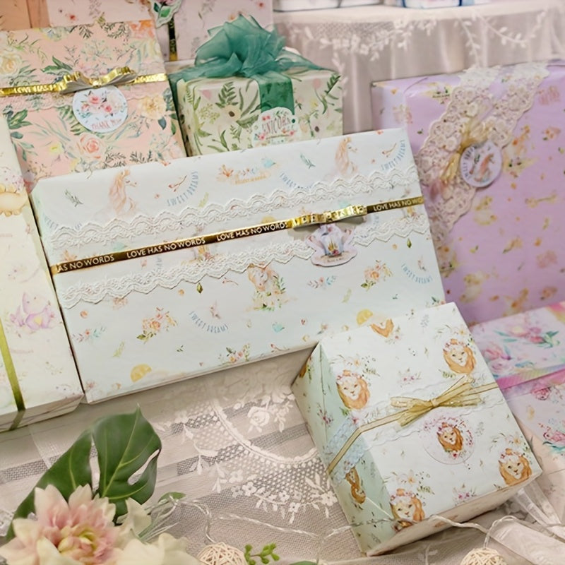 Matte Cowhide Flower Wrap Paper Animal Holiday Gift Set