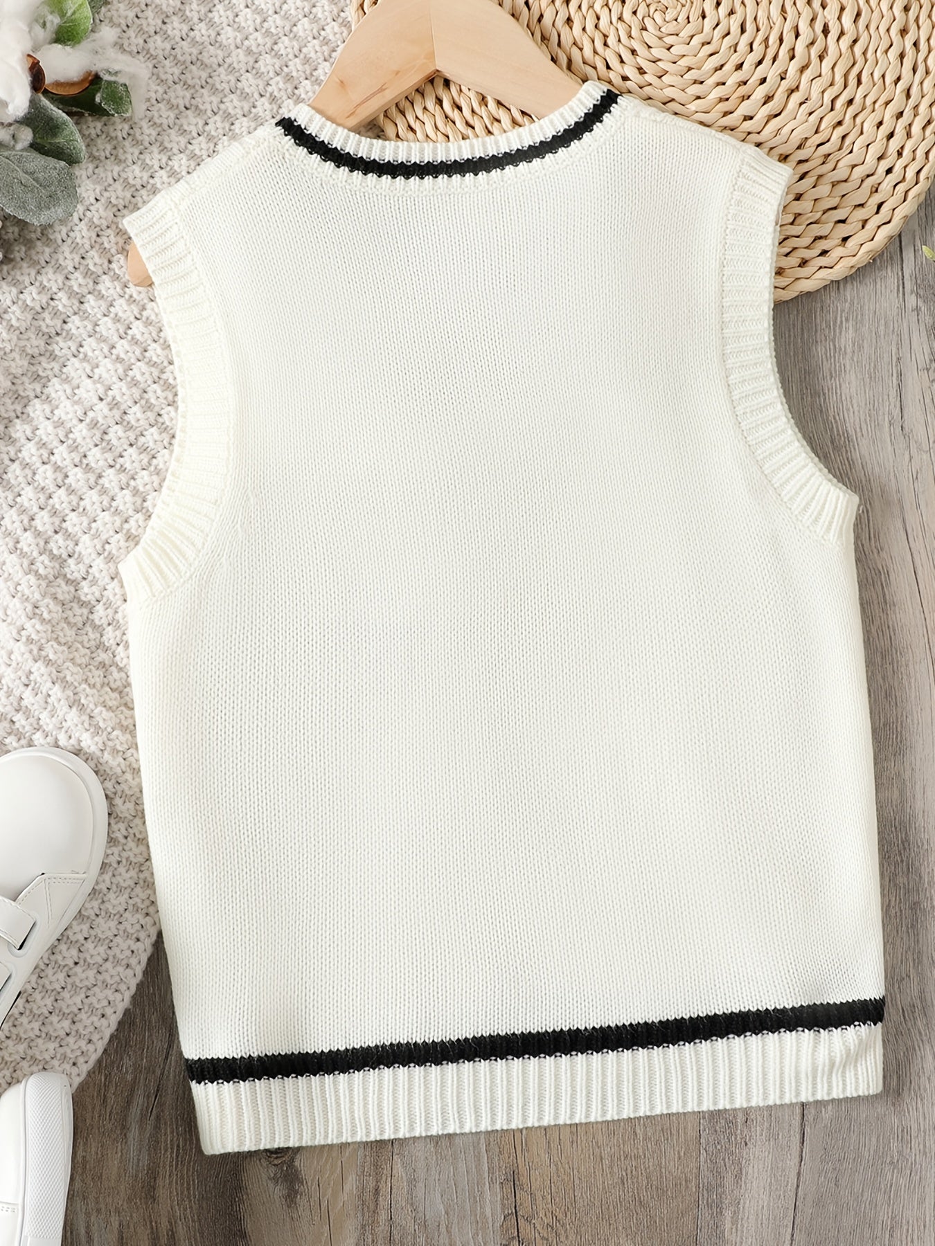 Kids Sleeveless V Neck Knitted Sweater Vest