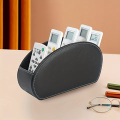 PU Leather Remote Control Holder Organizer Box with 5 Compartments