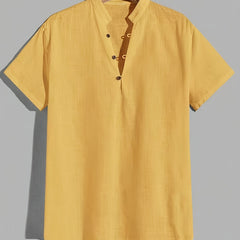 Men's Casual Cotton Short Sleeve Shirt With Button