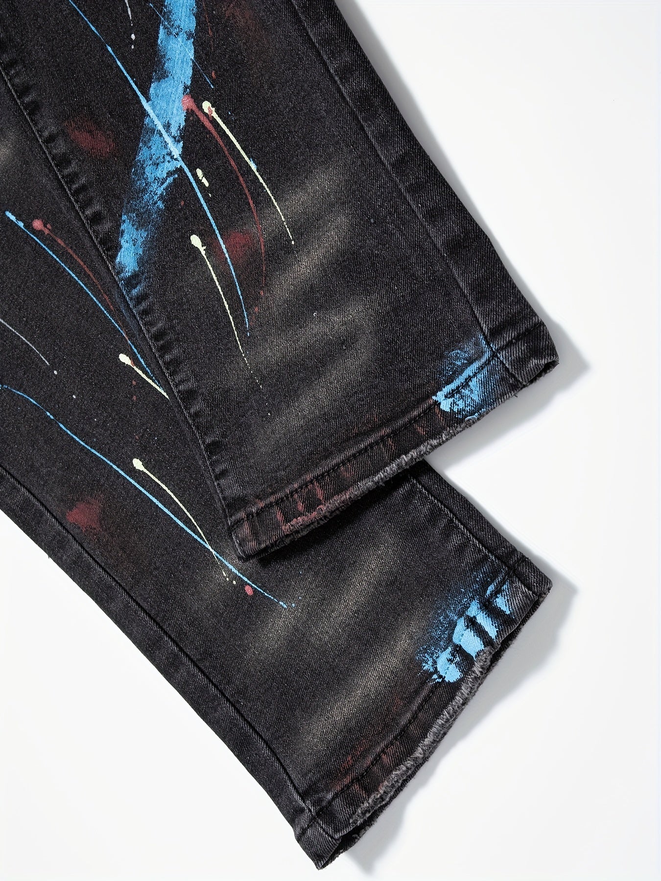 Spray Painted Patchwork Jeans Men's Street Style Jeans