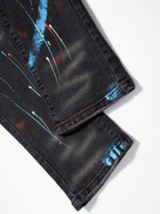 Spray Painted Patchwork Jeans Men's Street Style Jeans