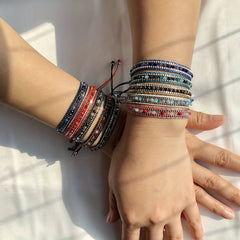 Boho Wrap Bracelet Glass Seed Beads Hand Woven Colorful Friendship Bracelet