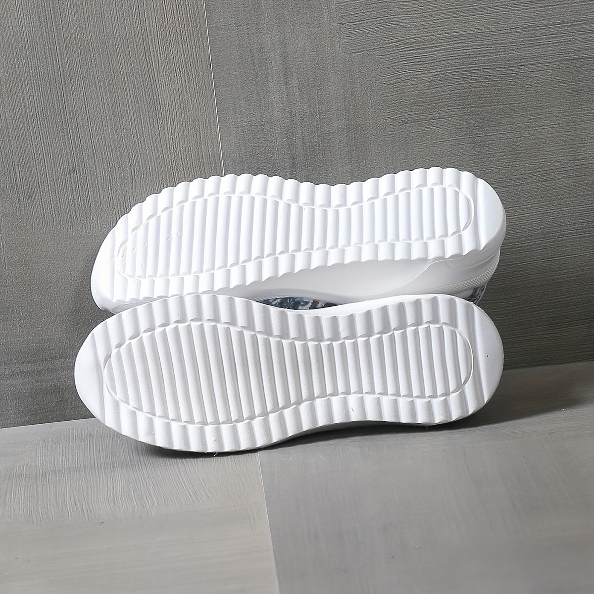 Floral Printed Flatform Sneakers Slip On Sock Knit Shoes