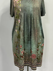 Floral Print Short Sleeve Casual Dress With Pockets