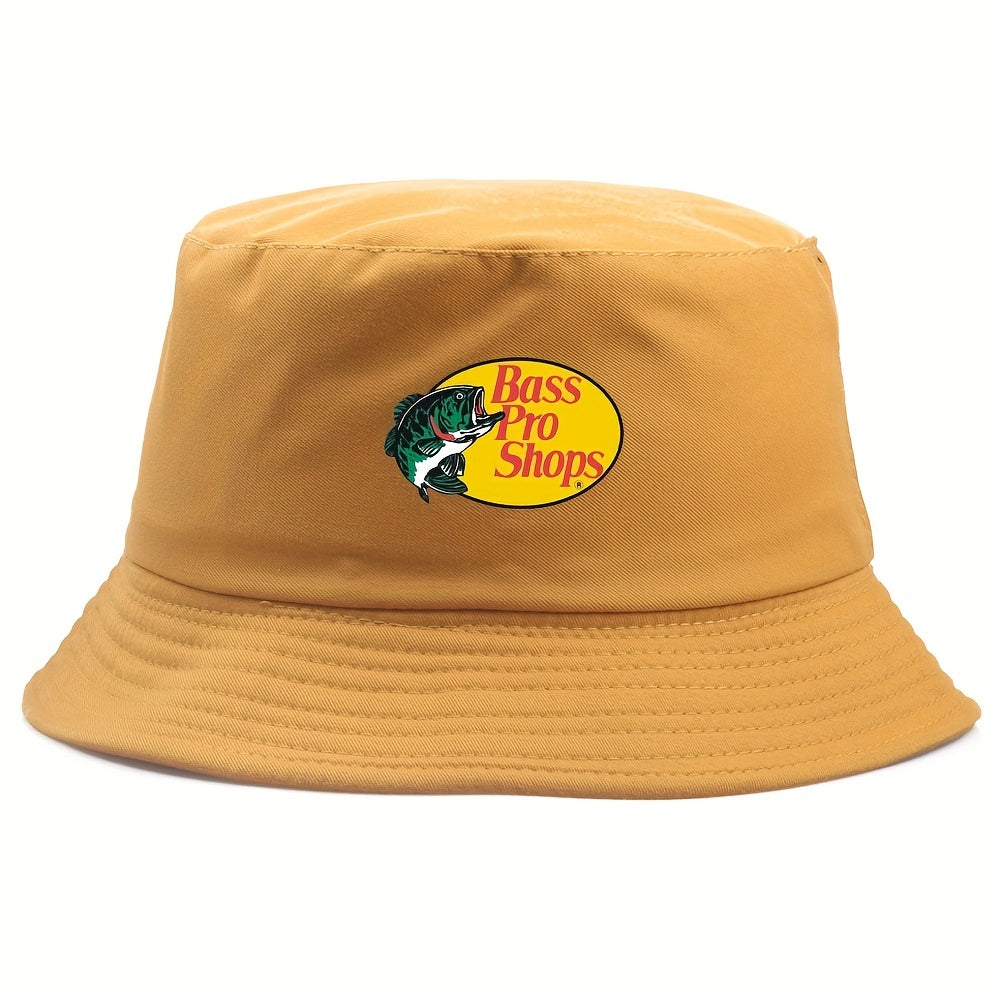 Fish Embroidery Sunshade Bucket Hat Outdoor Fishing