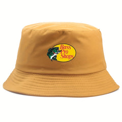Fish Embroidery Sunshade Bucket Hat Outdoor Fishing