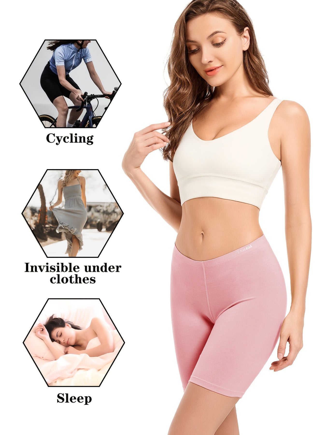 4 Pcs Breathable BoyShort Panties Medium Stretch Cotton Women's Lingerie