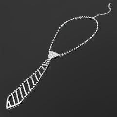 Rhinestone Tie Long Necklace Women's Bow Tie Diamond Dress Tie