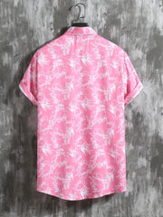 Tropical Floral Print Men's 2Pcs Outfit Camp Collar SS