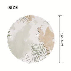Boho Leaves Pattern Mouse Pad Round Mouse Mat Non Slip Rubber Base