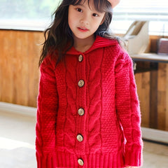 Girls' Thick Button Up Sweater Cardigan Knitwear for Fall Winter Christmas