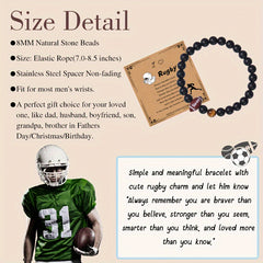 Rugby Beads Decor Adjustable Bracelet Unisex Stretch Sports Wristband