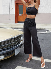 Spaghetti Strap Top & Wide Leg Pants Set Women's Casual Outfit