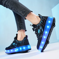 Boy's Roller Shoes with Rotating Buckle for Kids