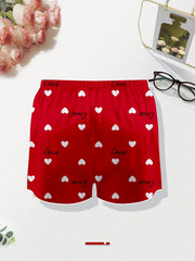 3 Pack Plus Size Preppy Sleepwear Bottoms Set Women's Plus Heart & Letter Print