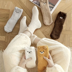 5 Pairs Women's Winter Warm Bear Fluffy Socks Fleece Sock