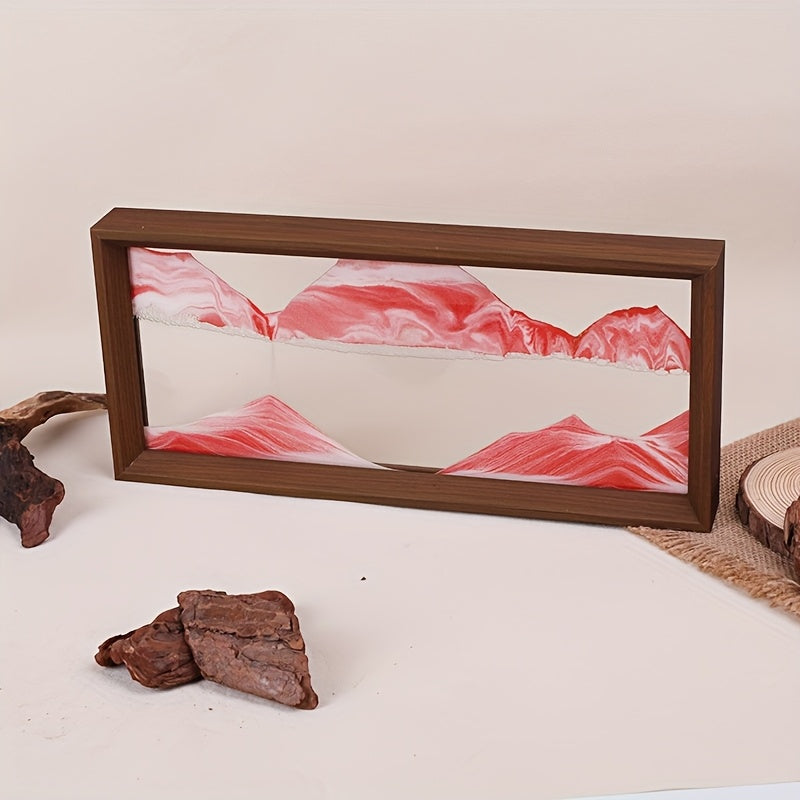 15-Inch Pink 3D Sand Art Hourglass with High Glass Art and Wooden Frame