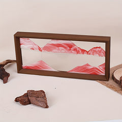 15-Inch Pink 3D Sand Art Hourglass with High Glass Art and Wooden Frame