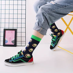 Hamburger Print Socks Women's Mid Tube Stockings