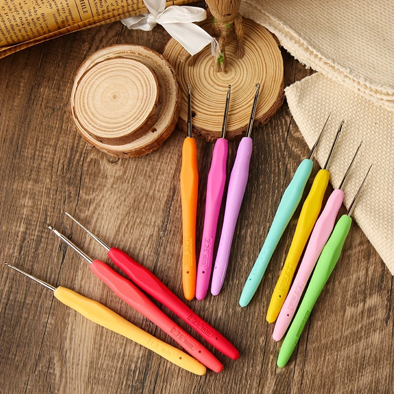 10pcs Lace Crochet Hooks Set 0.5mm-2.75mm Soft Grip