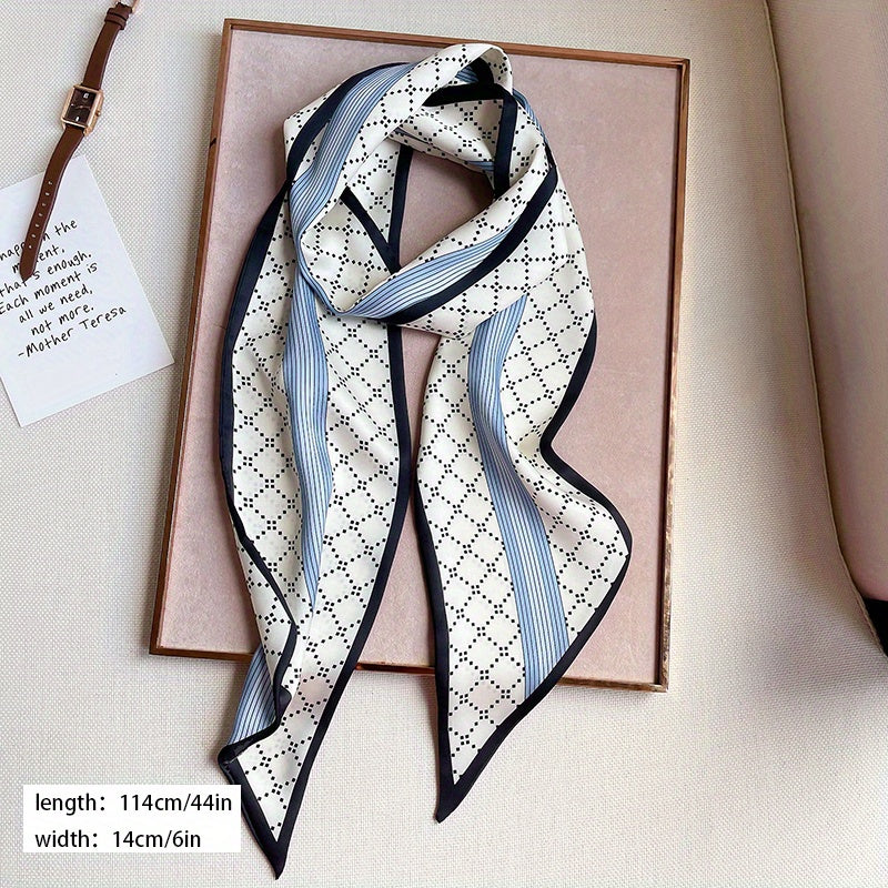 Dotted Stripe Skinny Scarf Plaid Print Neck Tie Scarf