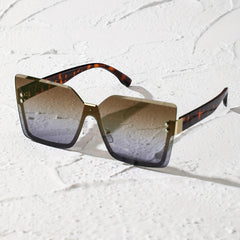 Square Rimless Sunglasses Retro Gradient UV400 Sun Shades for Summer Beach