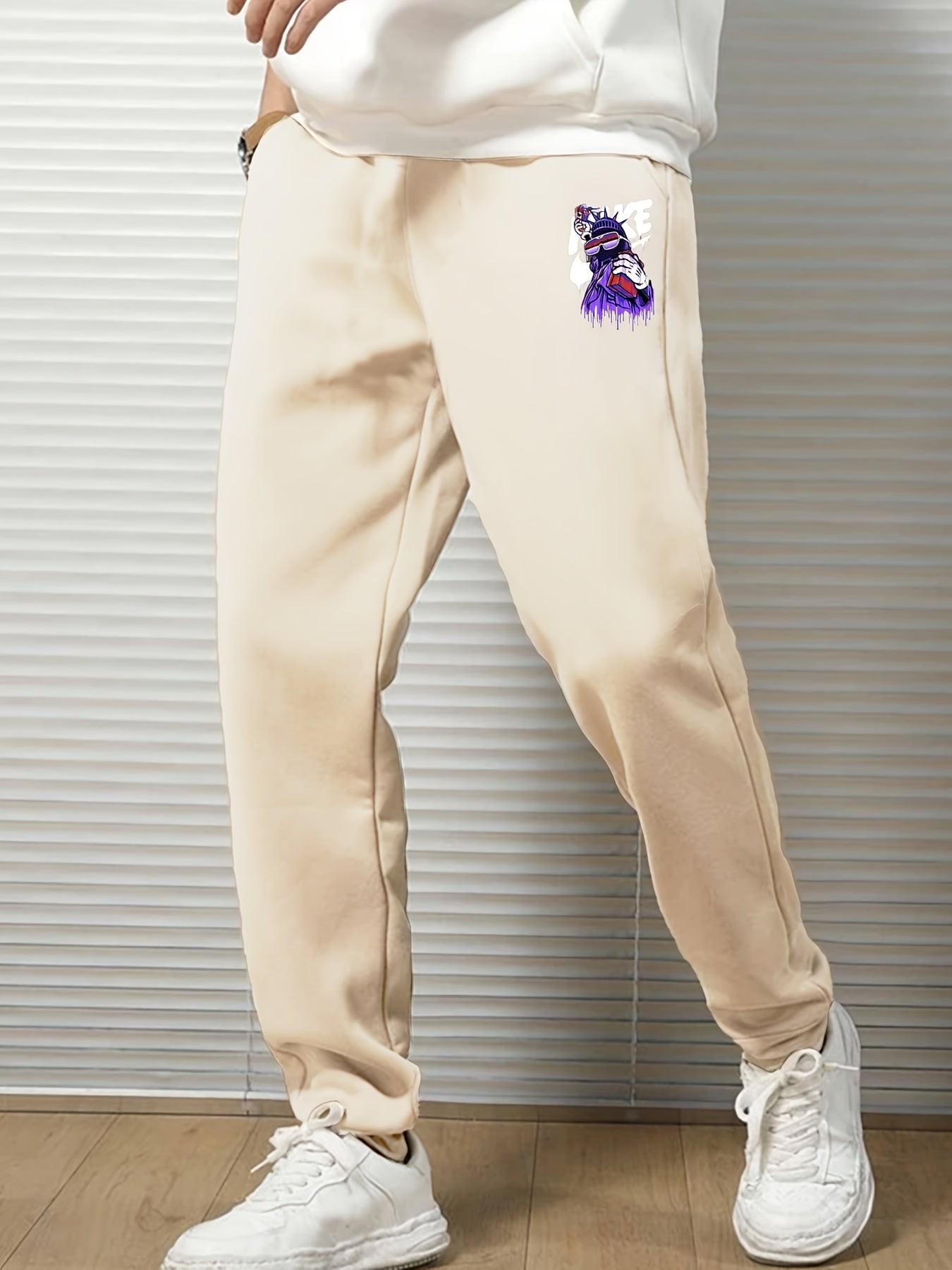 Men's Cartoon Graphic Jogger Pants with Drawstring