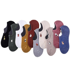 Embroidered Cartoon Animal Cotton Soft Invisible Socks