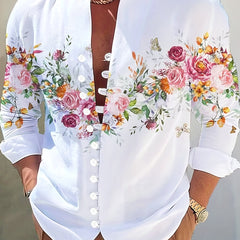 Floral Print Men's Casual Long Sleeve Shirt