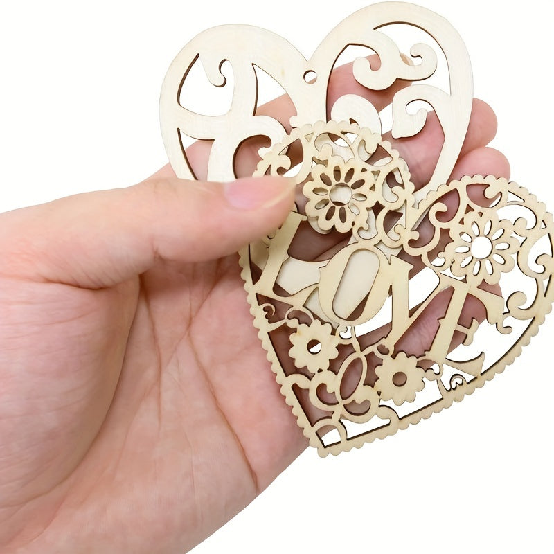 10pcs Wooden Love Heart Embellishments Wedding Decoration